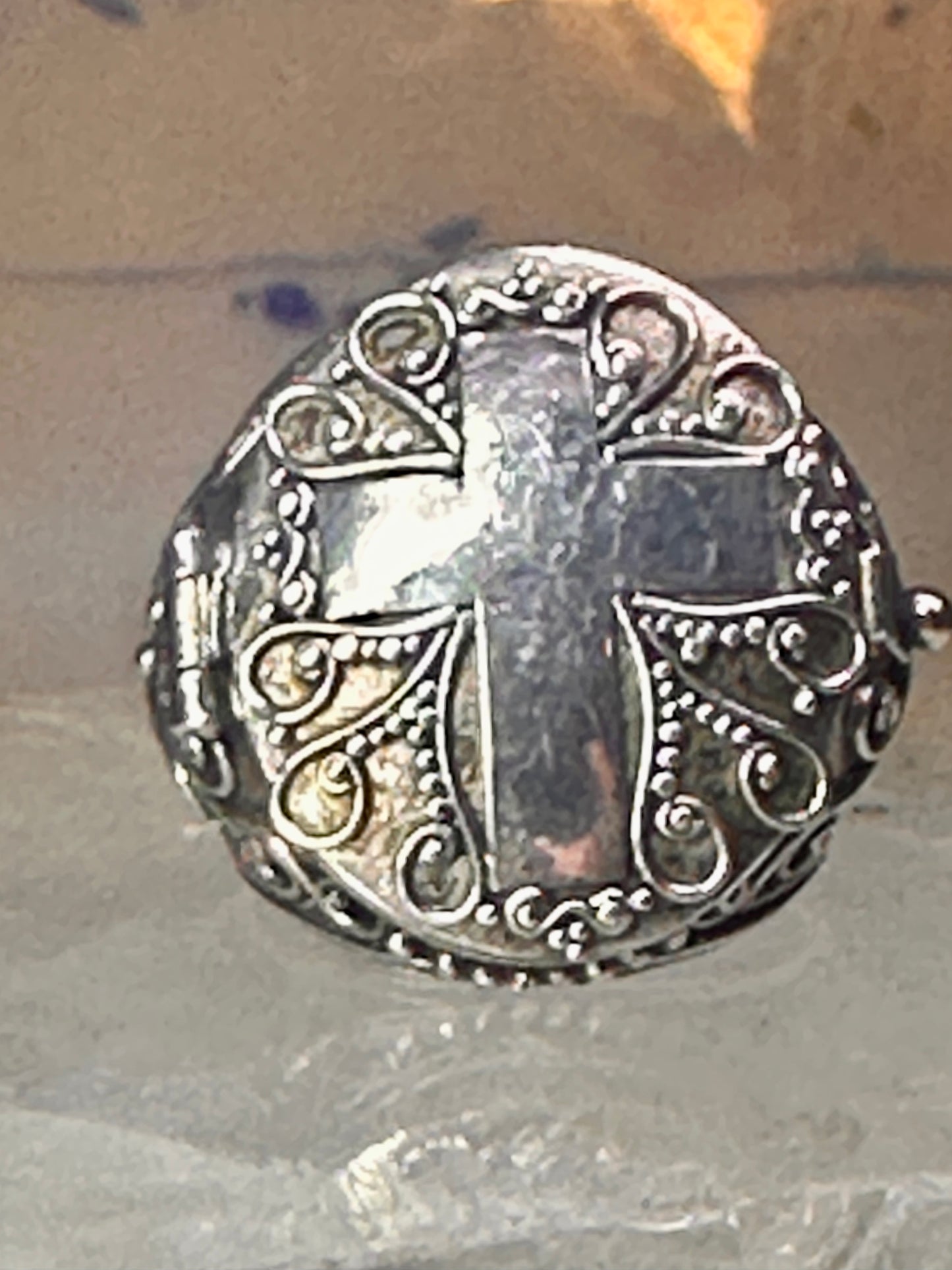 Poison ring Cross Religious band size 7 sterling silver women girls