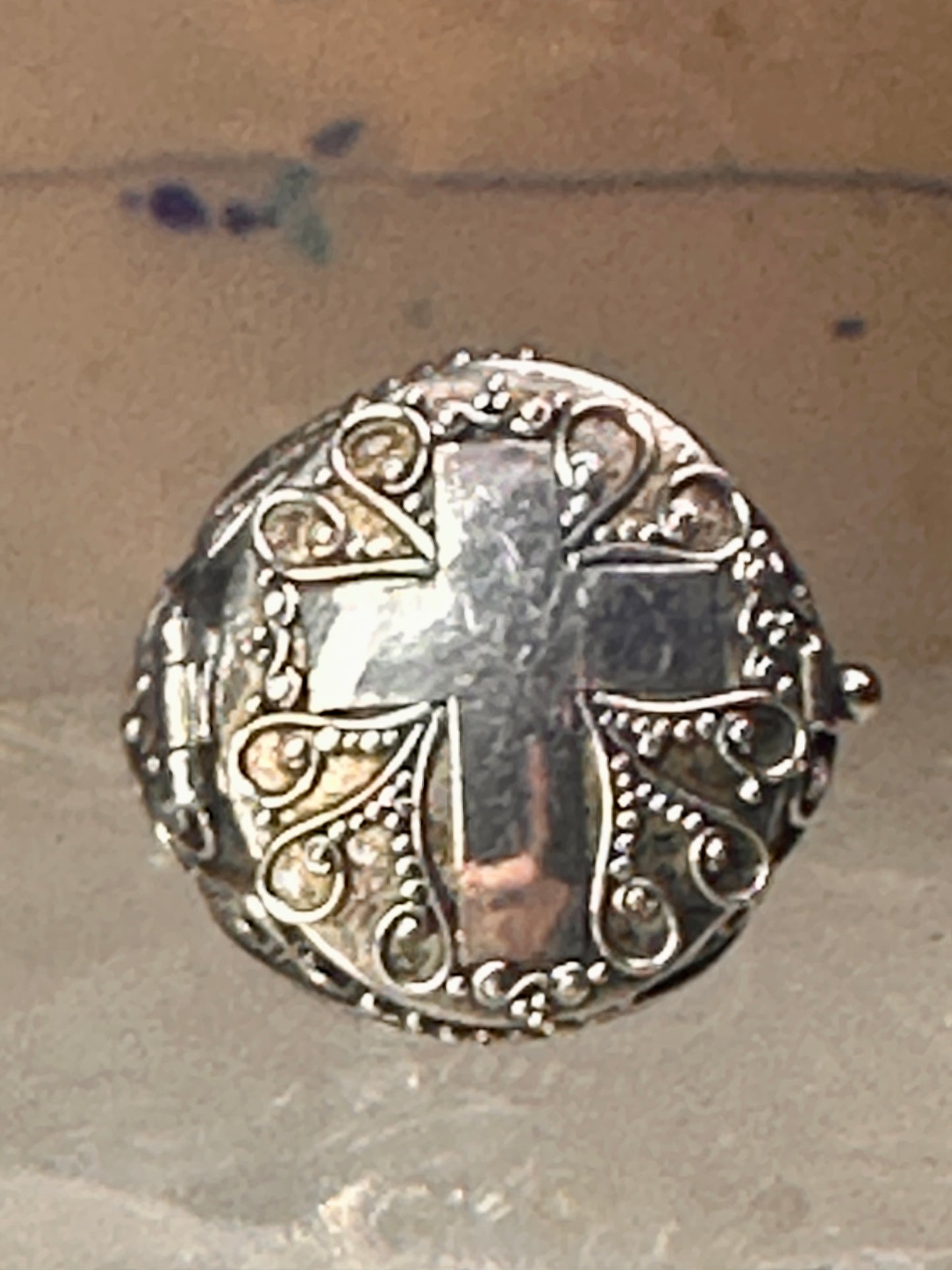 Poison ring Cross Religious band size 7 sterling silver women girls