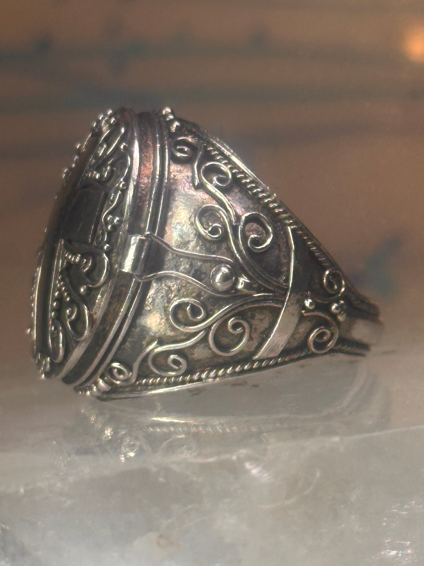 Poison ring Cross Religious band size 7 sterling silver women girls