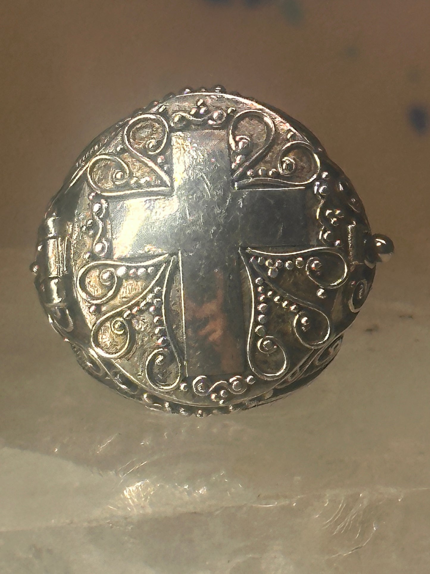 Poison ring Cross Religious band size 7 sterling silver women girls