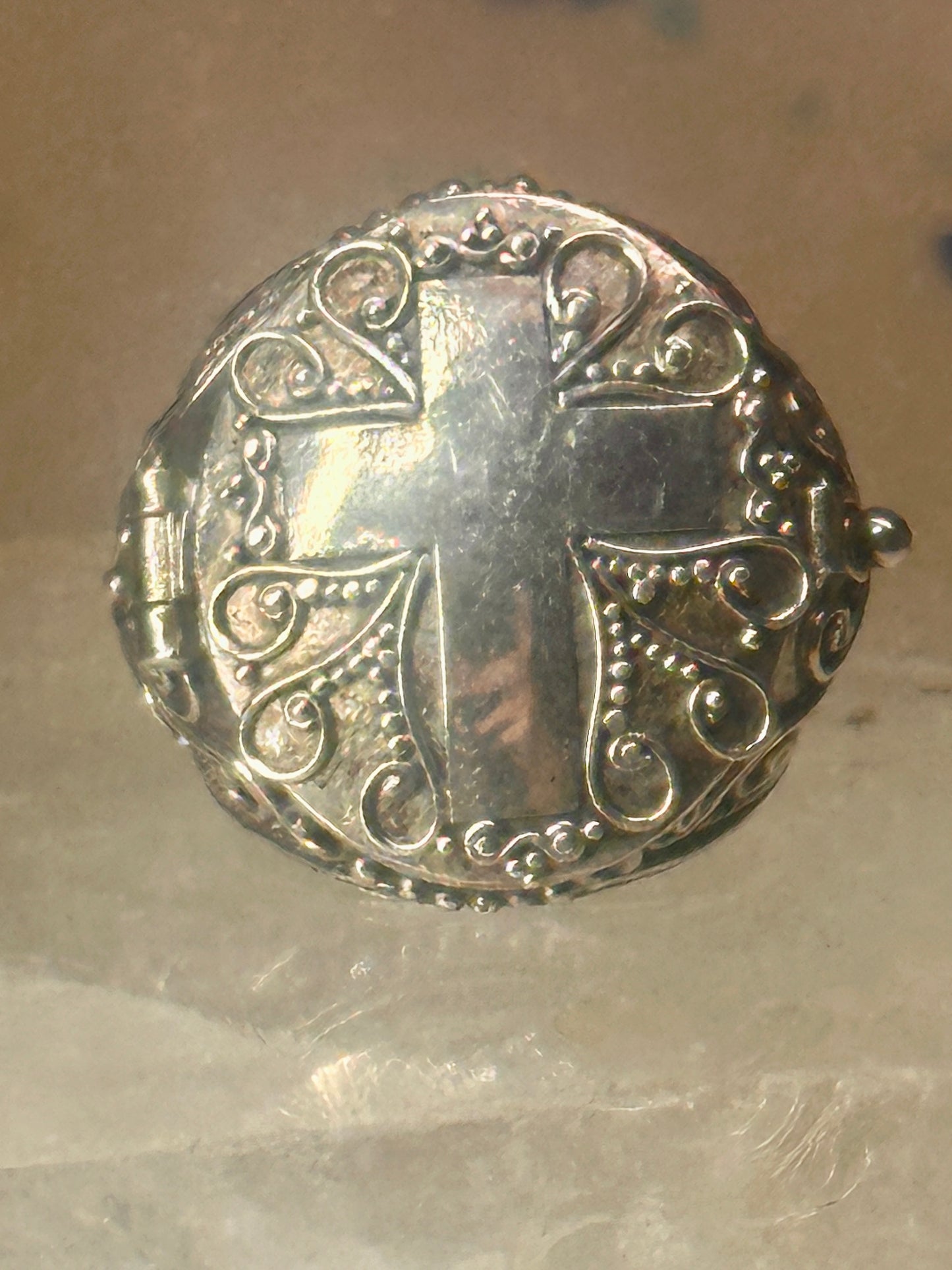 Poison ring Cross Religious band size 7 sterling silver women girls