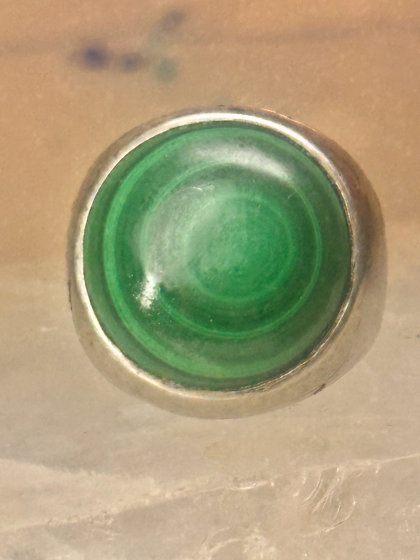 Malachite ring Dome band size 8.75 sterling silver women men