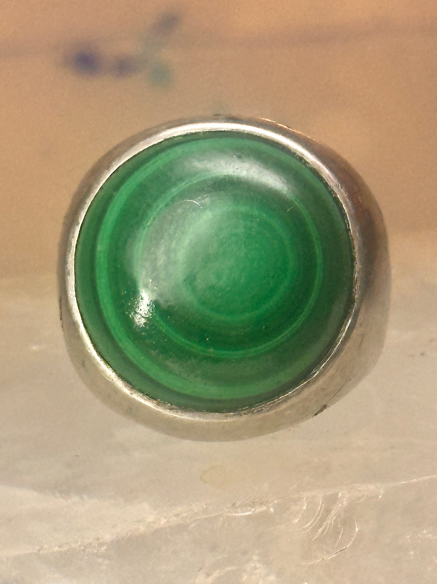 Malachite ring Dome band size 8.75 sterling silver women men