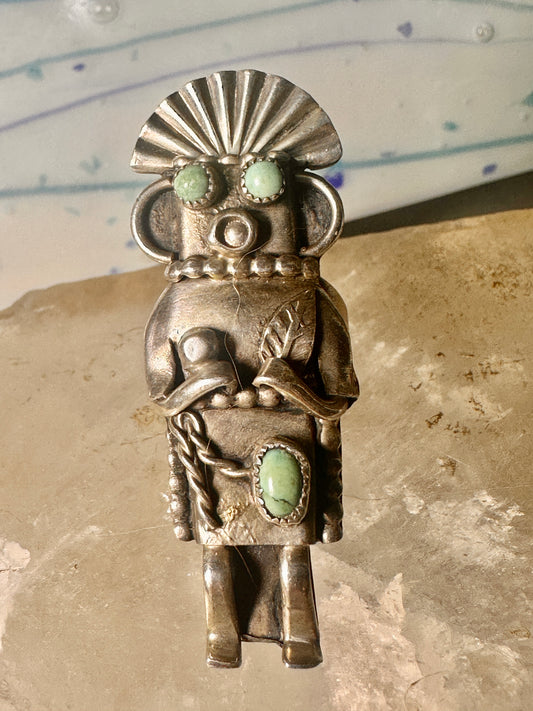 Kachina ring Navajo turquoise size 5.25 Sterling Silver women girls