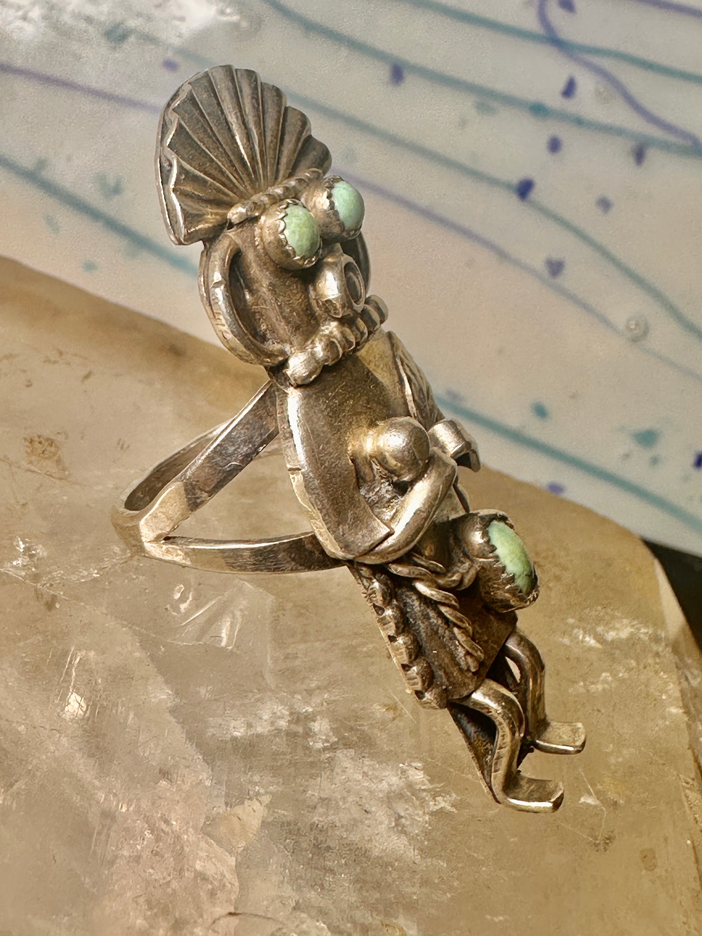 Kachina ring Navajo turquoise size 5.25 Sterling Silver women girls