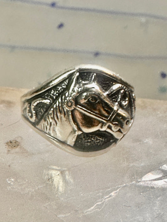 Vintage horse ring by Bell band size 6 Sterling silver cowgirl women girls