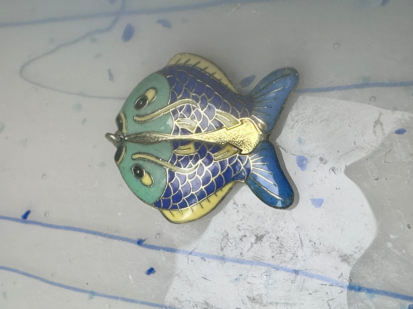 Fish Shaped Cloisonne pendant Double Sided