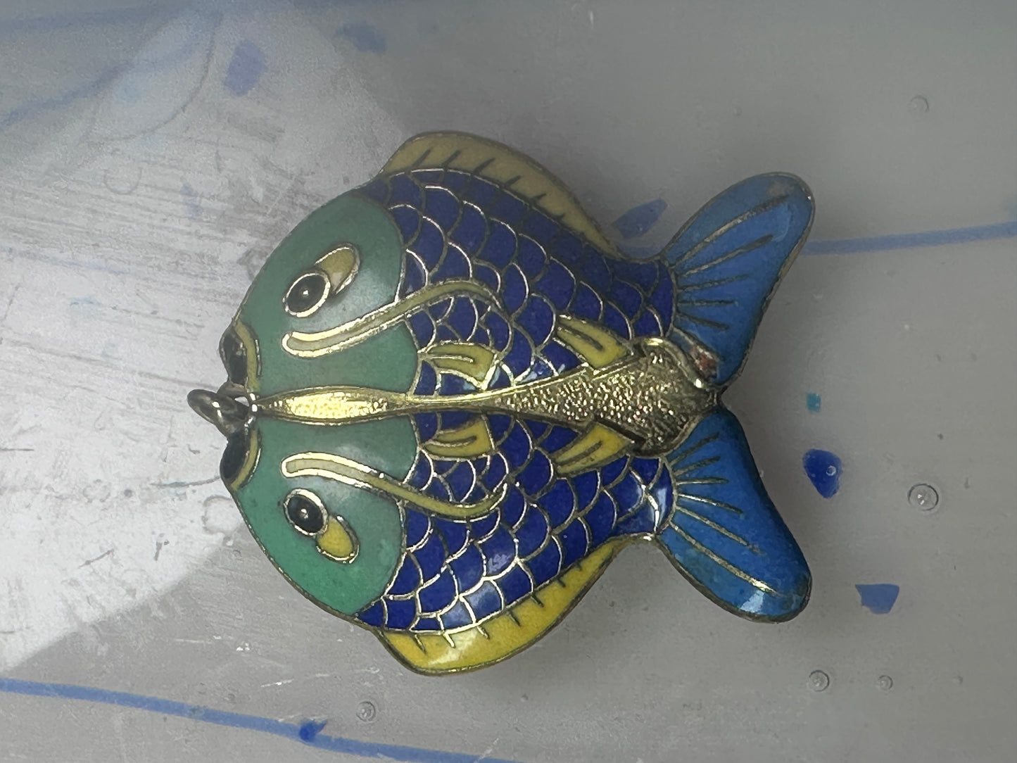 Fish Shaped Cloisonne pendant Double Sided