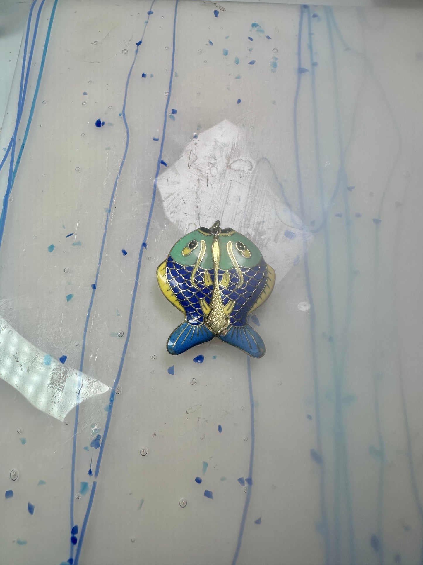 Fish Shaped Cloisonne pendant Double Sided