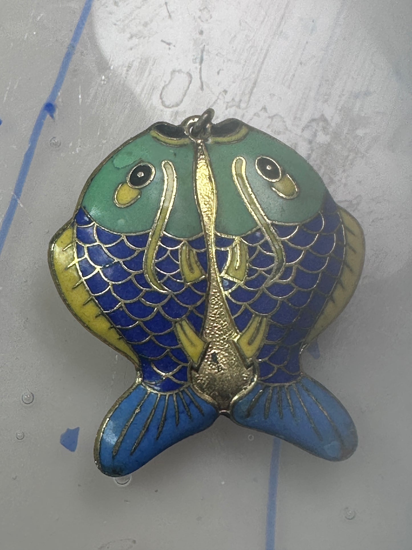 Fish Shaped Cloisonne pendant Double Sided