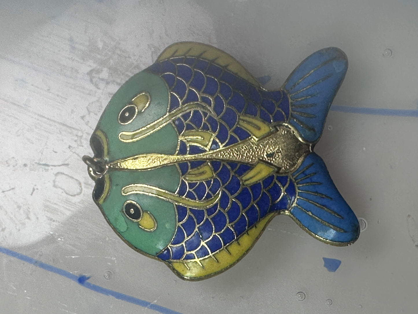 Fish Shaped Cloisonne pendant Double Sided