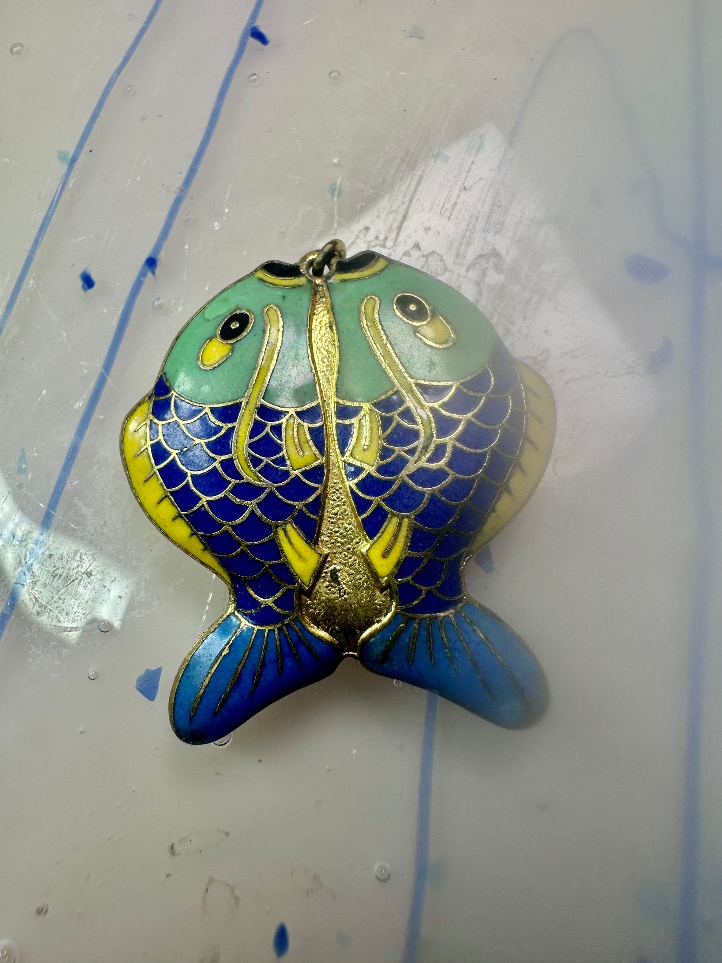 Fish Shaped Cloisonne pendant Double Sided
