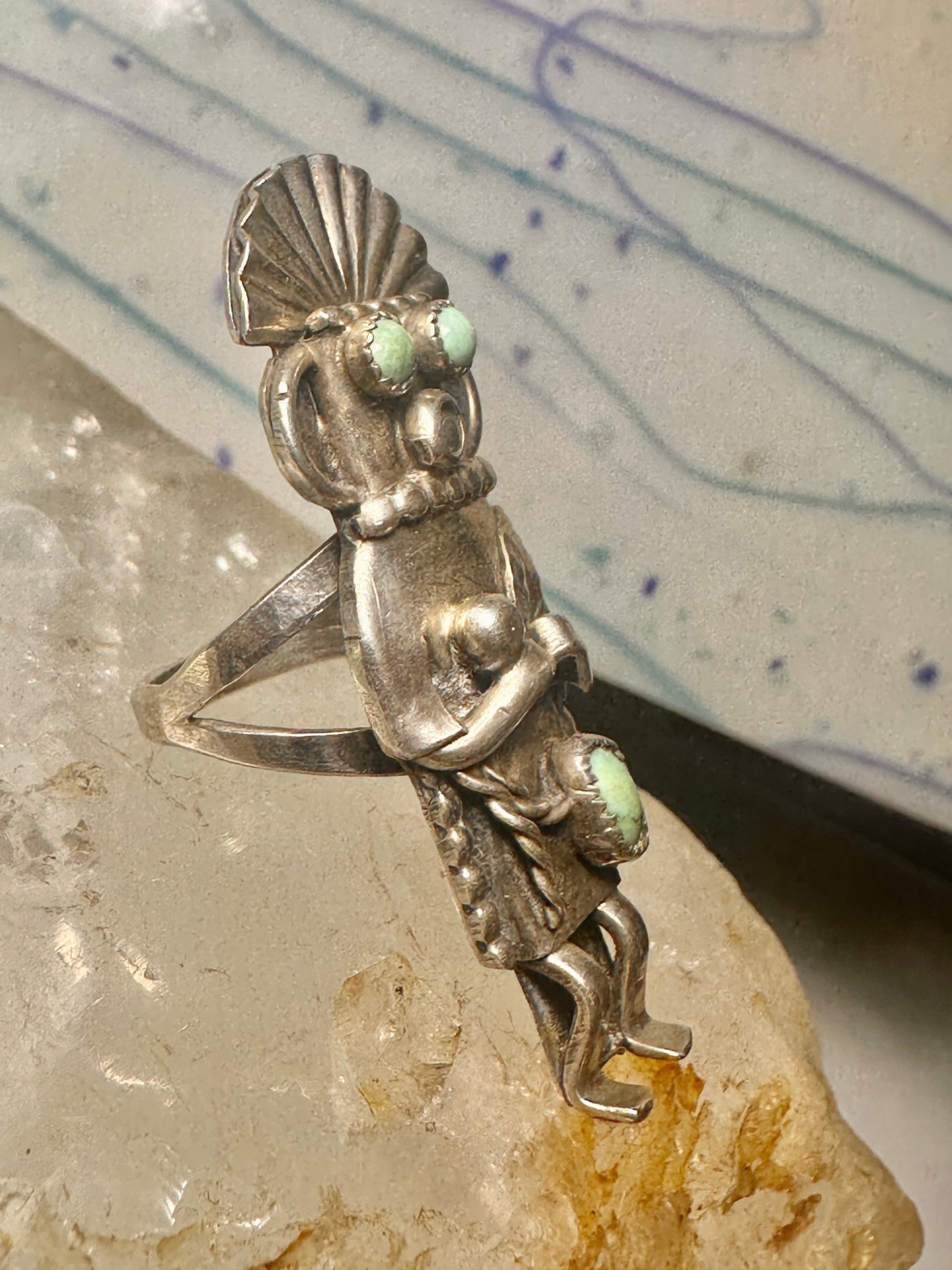 Kachina ring Navajo turquoise size 5.25 Sterling Silver women girls