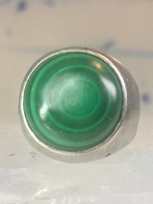 Malachite ring Dome band size 8.75 sterling silver women men