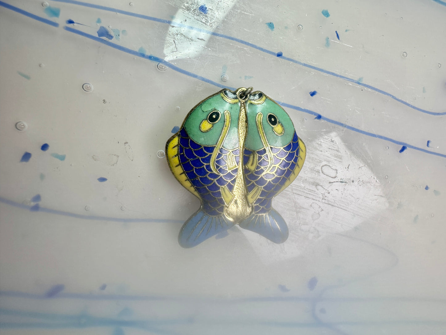Fish Shaped Cloisonne pendant Double Sided
