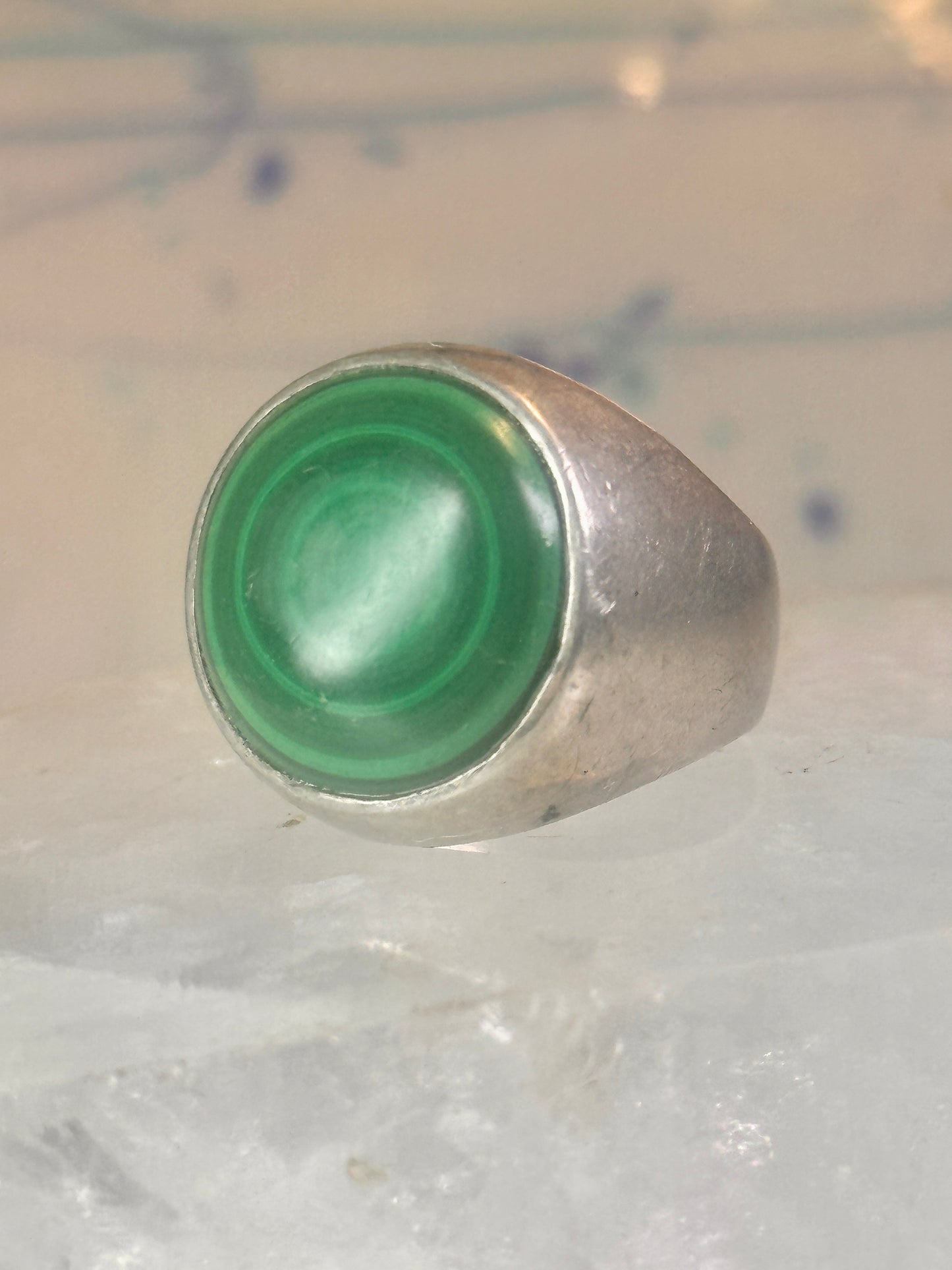Malachite ring Dome band size 8.75 sterling silver women men