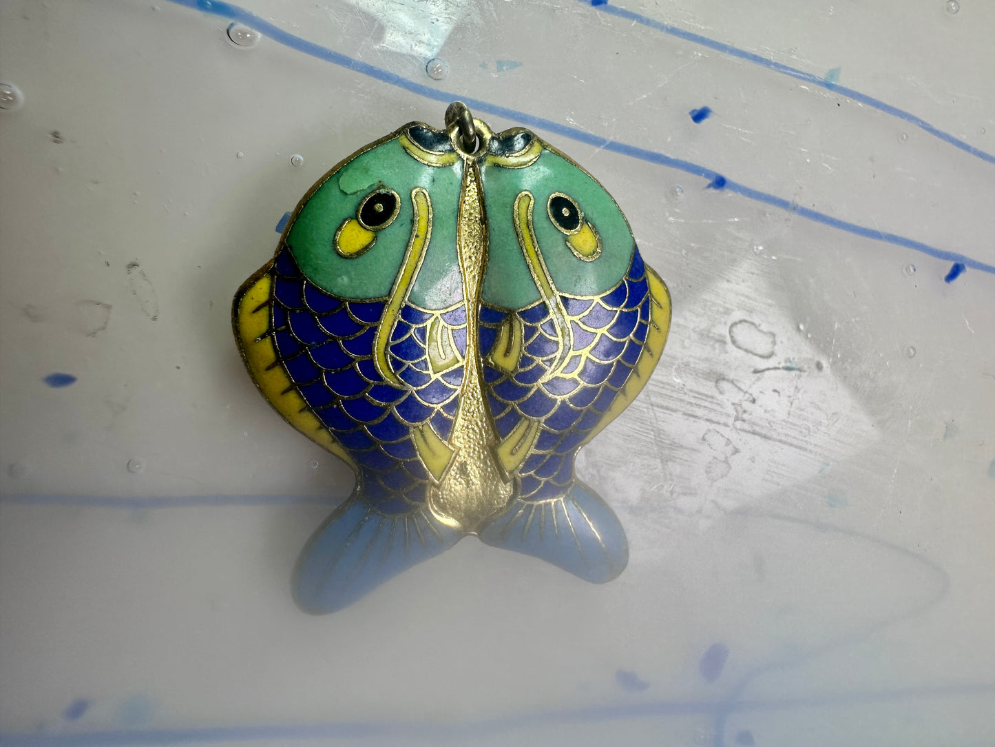 Fish Shaped Cloisonne pendant Double Sided
