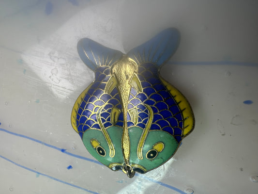 Fish Shaped Cloisonne pendant Double Sided