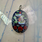 Vintage Ducks swimming in lake w flowers Cloisonne pendant Double Sided