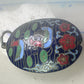 Vintage Ducks swimming in lake w flowers Cloisonne pendant Double Sided