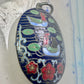 Vintage Ducks swimming in lake w flowers Cloisonne pendant Double Sided