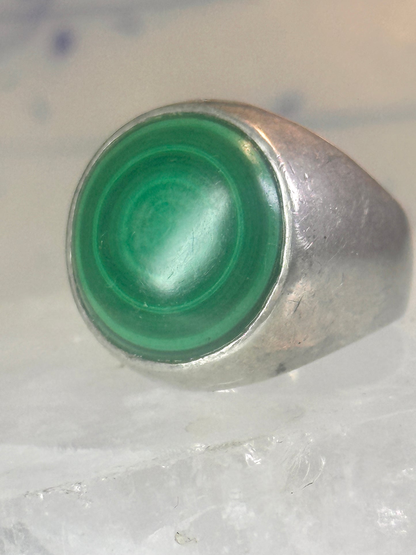 Malachite ring Dome band size 8.75 sterling silver women men