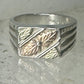 Black Hills Gold ring leaves band size 8.25 sterling silver detailed 10K women men