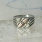 Black Hills Gold ring leaves band size 8.25 sterling silver detailed 10K women men