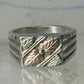 Black Hills Gold ring leaves band size 8.25 sterling silver detailed 10K women men