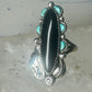 Navajo ring long onyx turquoise size 6 sterling silver signed JR women