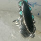 Navajo ring long onyx turquoise size 6 sterling silver signed JR women