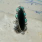 Navajo ring long onyx turquoise size 6 sterling silver signed JR women