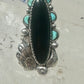 Navajo ring long onyx turquoise size 6 sterling silver signed JR women