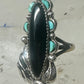 Navajo ring long onyx turquoise size 6 sterling silver signed JR women