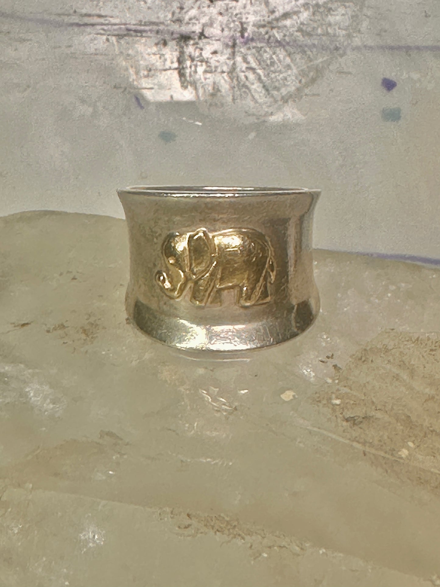 Elephant ring cigar band size 9 Sterling Silver women girls