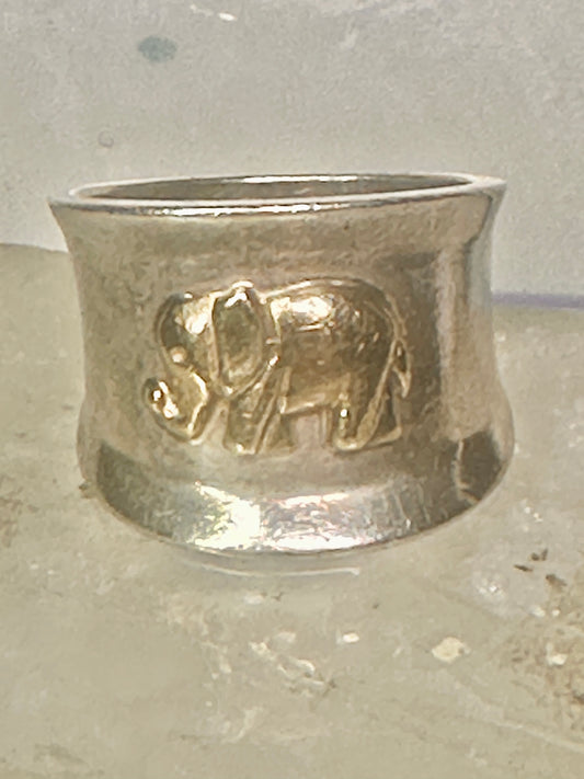 Elephant ring cigar band size 9 Sterling Silver women girls