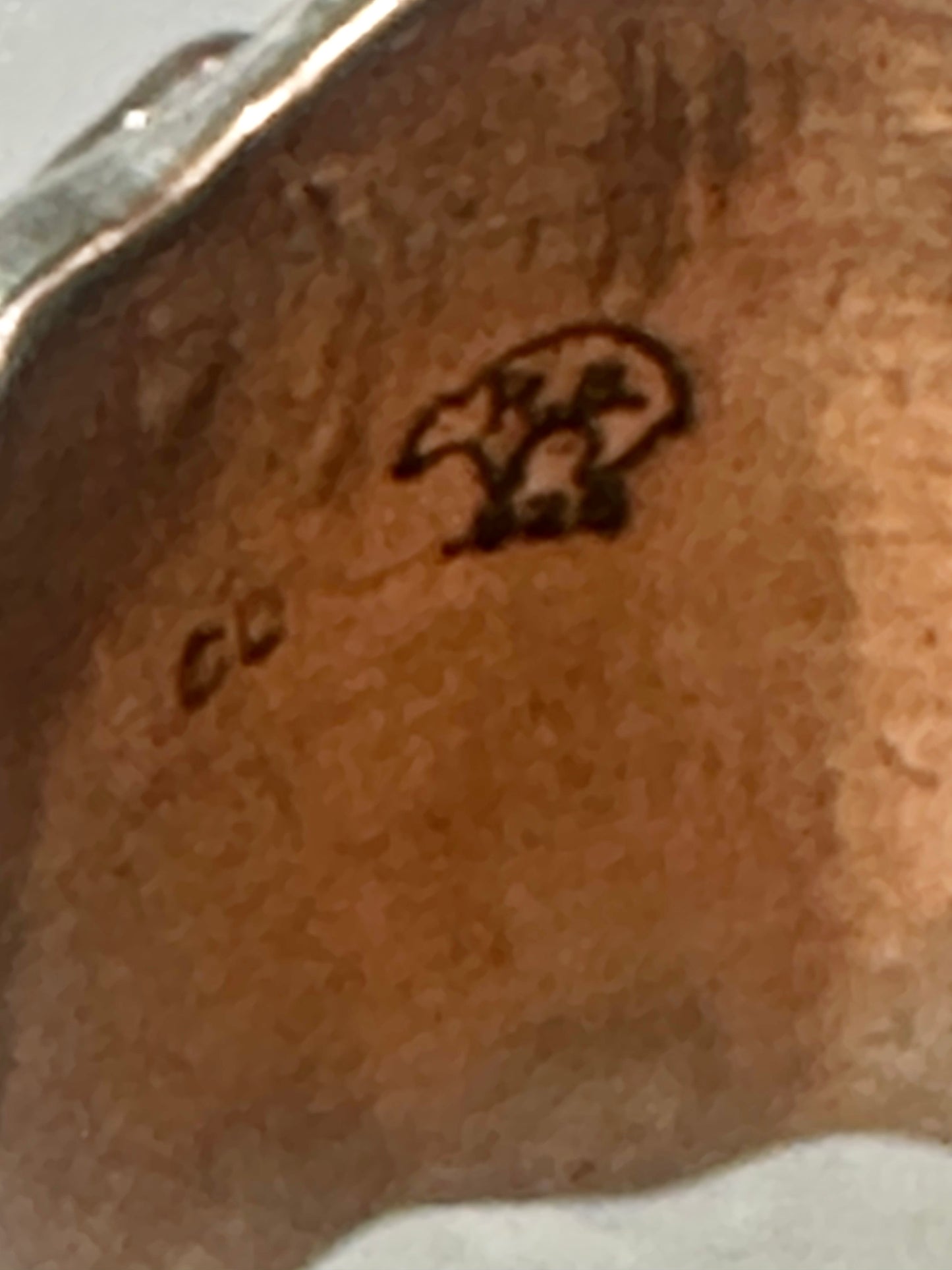 Navajo ring Eagle band by Etsitty size 6.25 sterling silver copper signed logo of bear women men