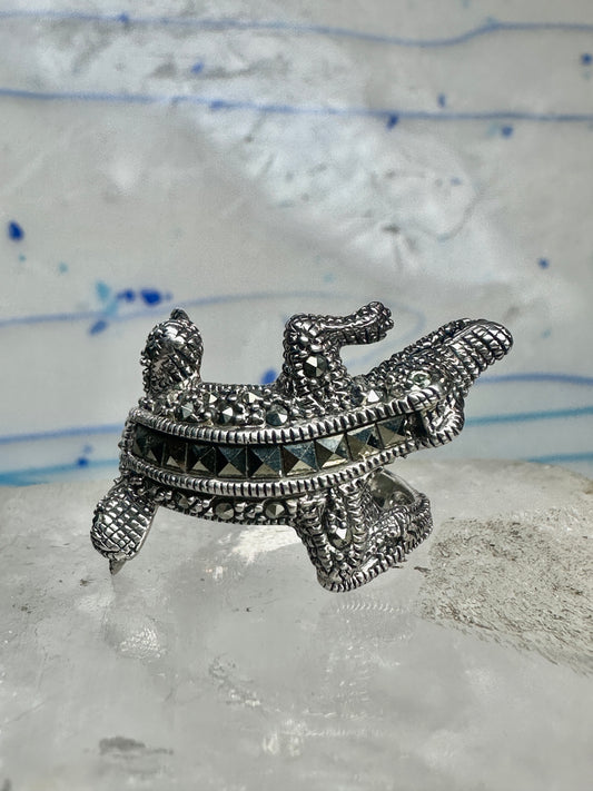Alligator ring crocodile band size 9 marcasites sterling silver women