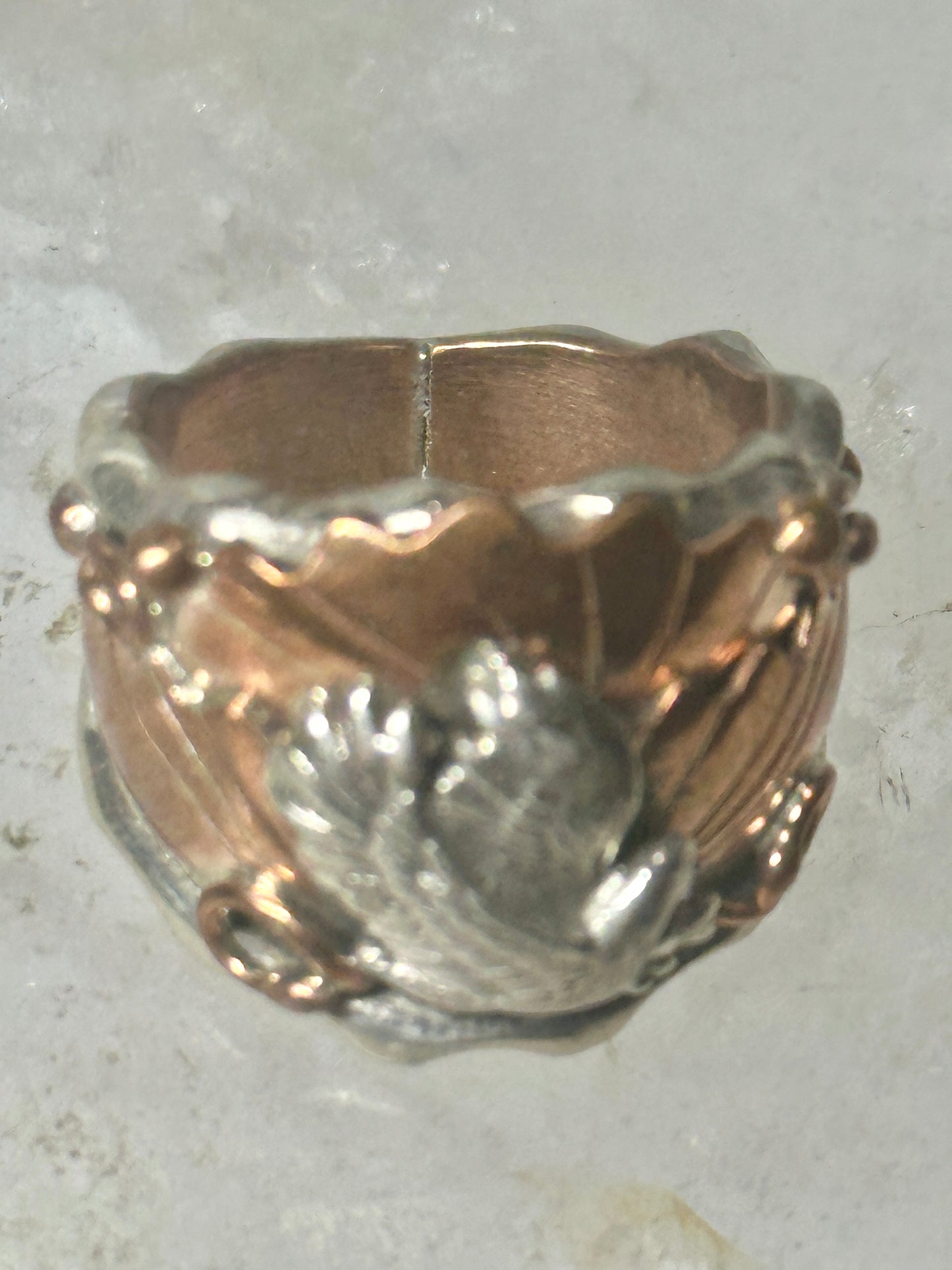 Navajo ring Eagle band by Etsitty size 6.25 sterling silver copper signed logo of bear women men
