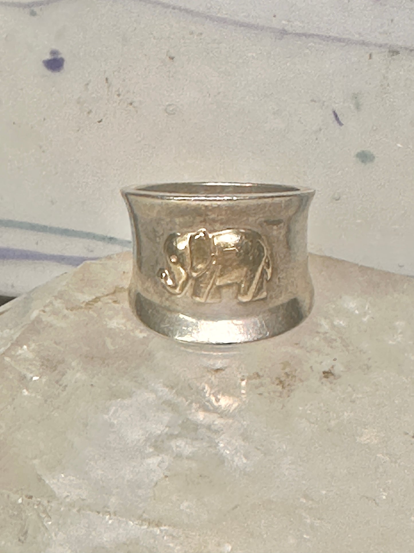 Elephant ring cigar band size 9 Sterling Silver women girls