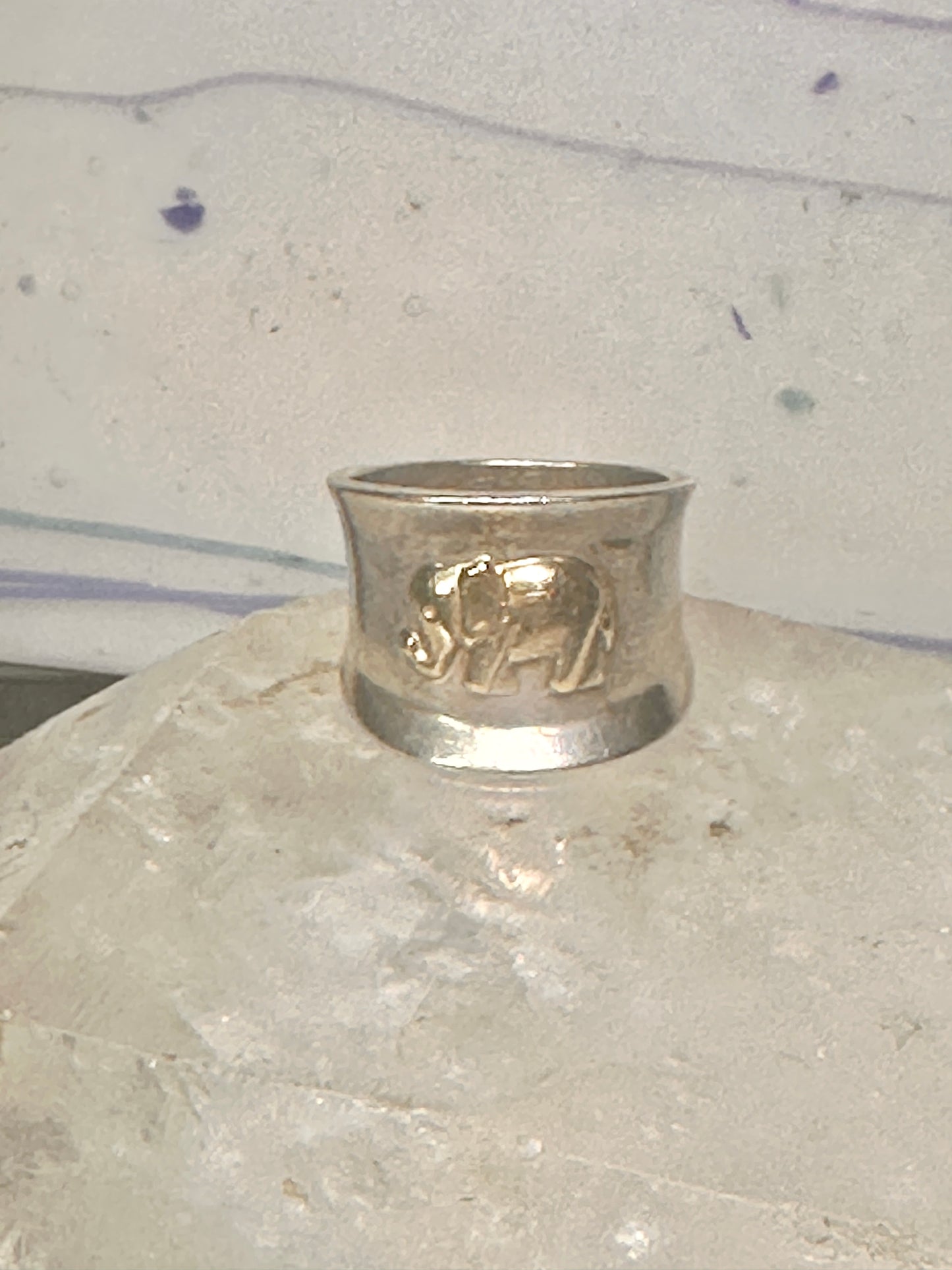 Elephant ring cigar band size 9 Sterling Silver women girls