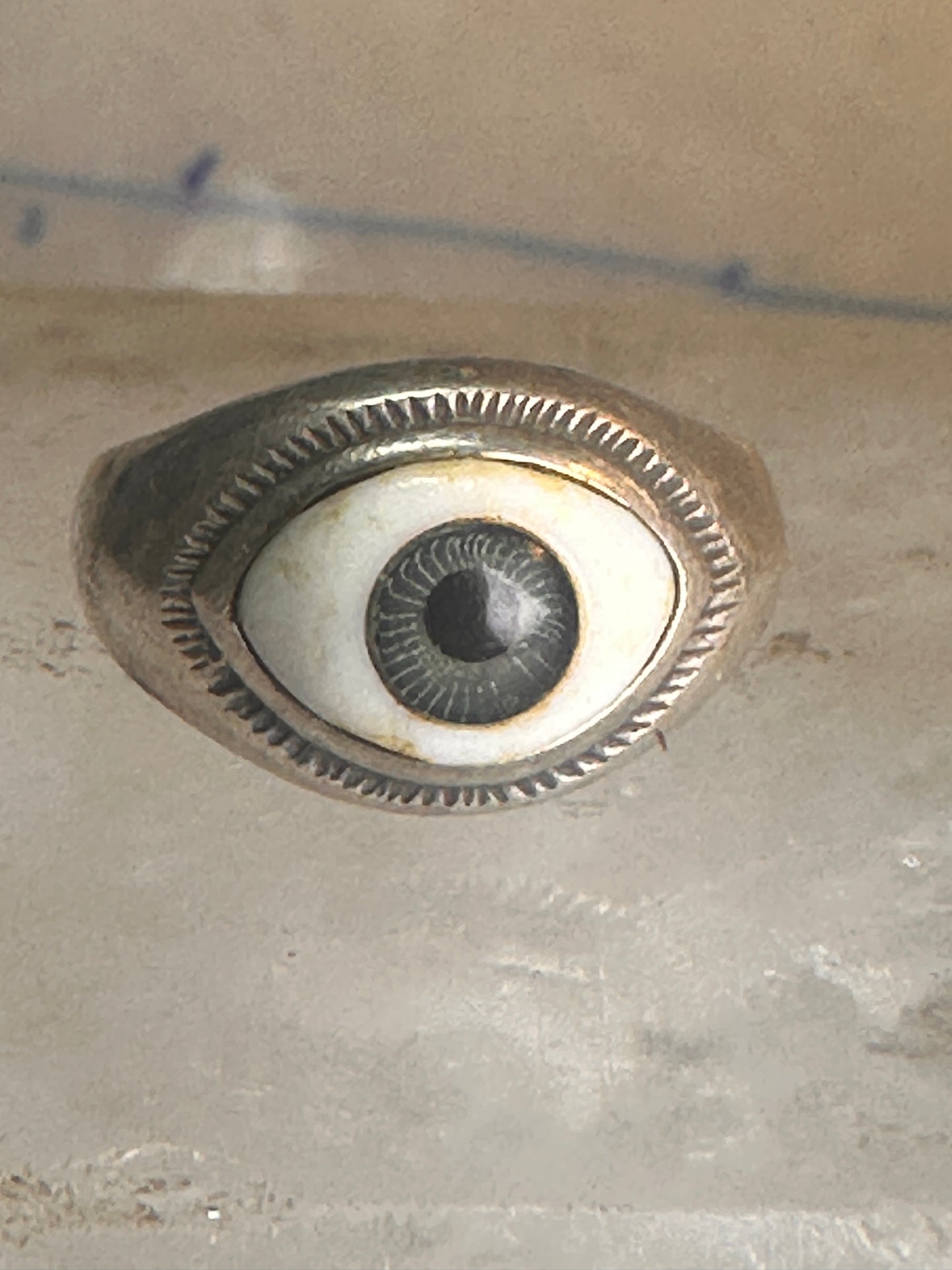 Eye ring eyeball band size 6 sterling silver women men