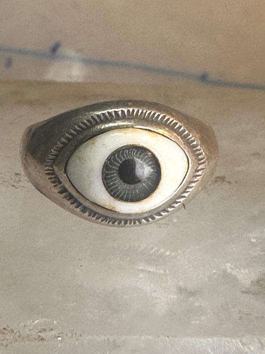 Eye ring eyeball band size 6 sterling silver women men