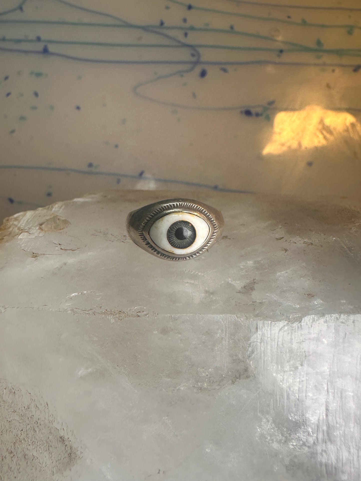 Eye ring eyeball band size 6 sterling silver women men