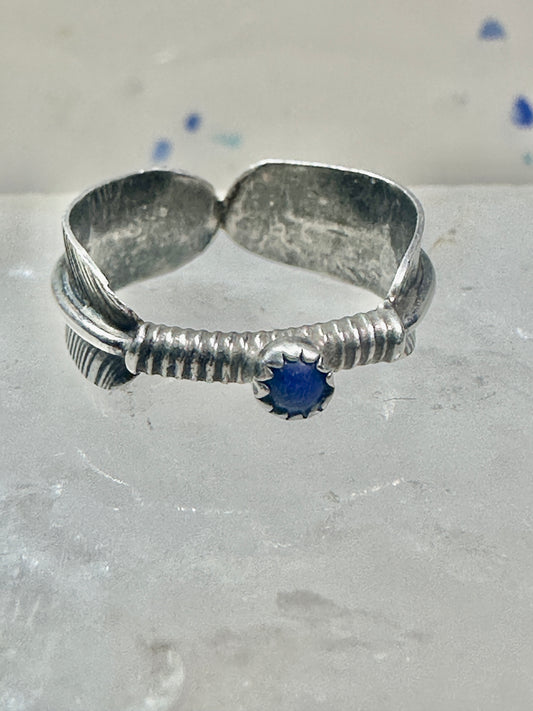 Feather ring blue lapis band southwest size 5 sterling silver women