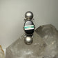 Long Navajo ring onyx turquoise mop size 7 sterling silver women