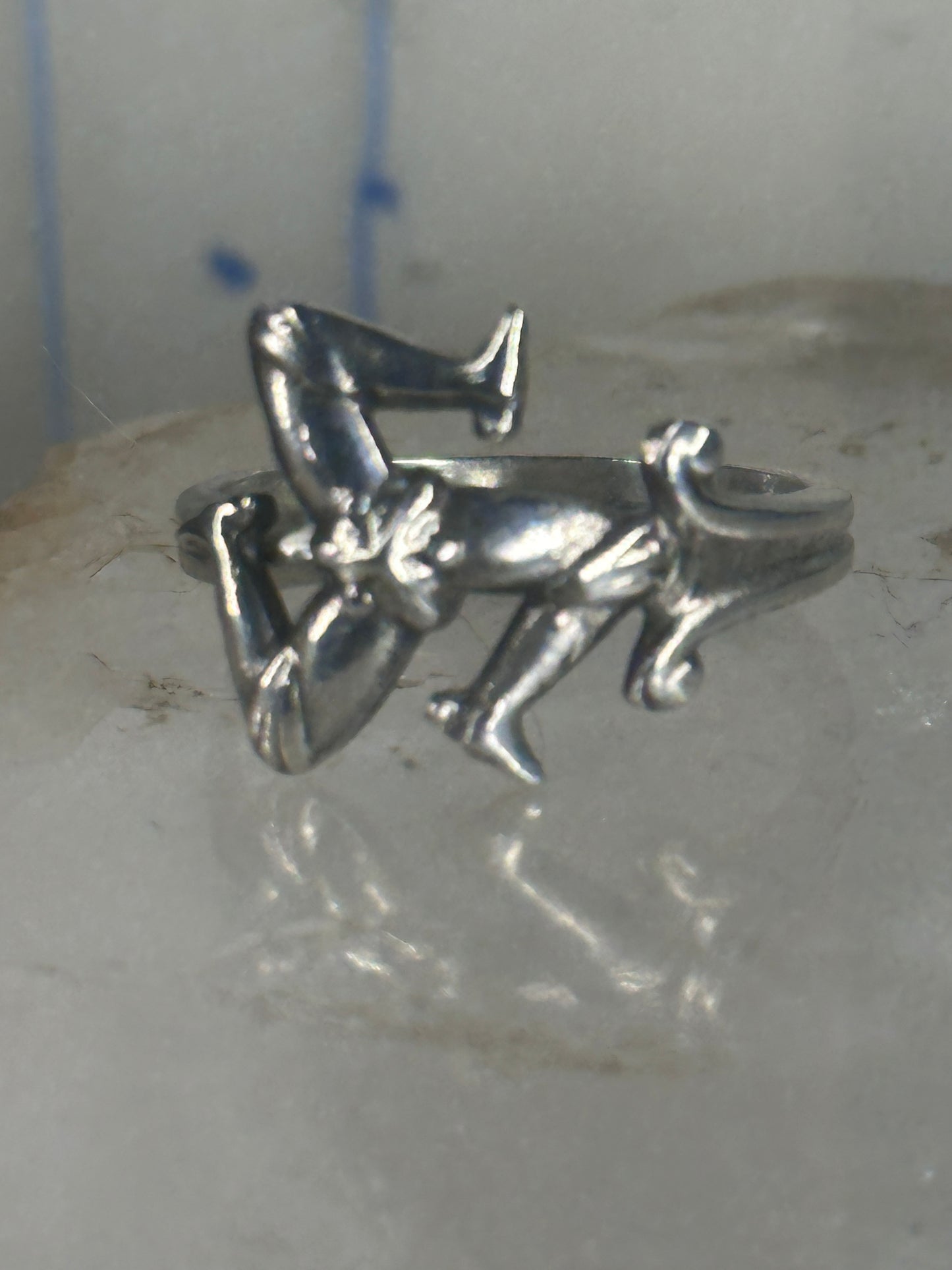 Greek Triskelion ring 3 legs rotating band sterling silver size 7 women signed S & C