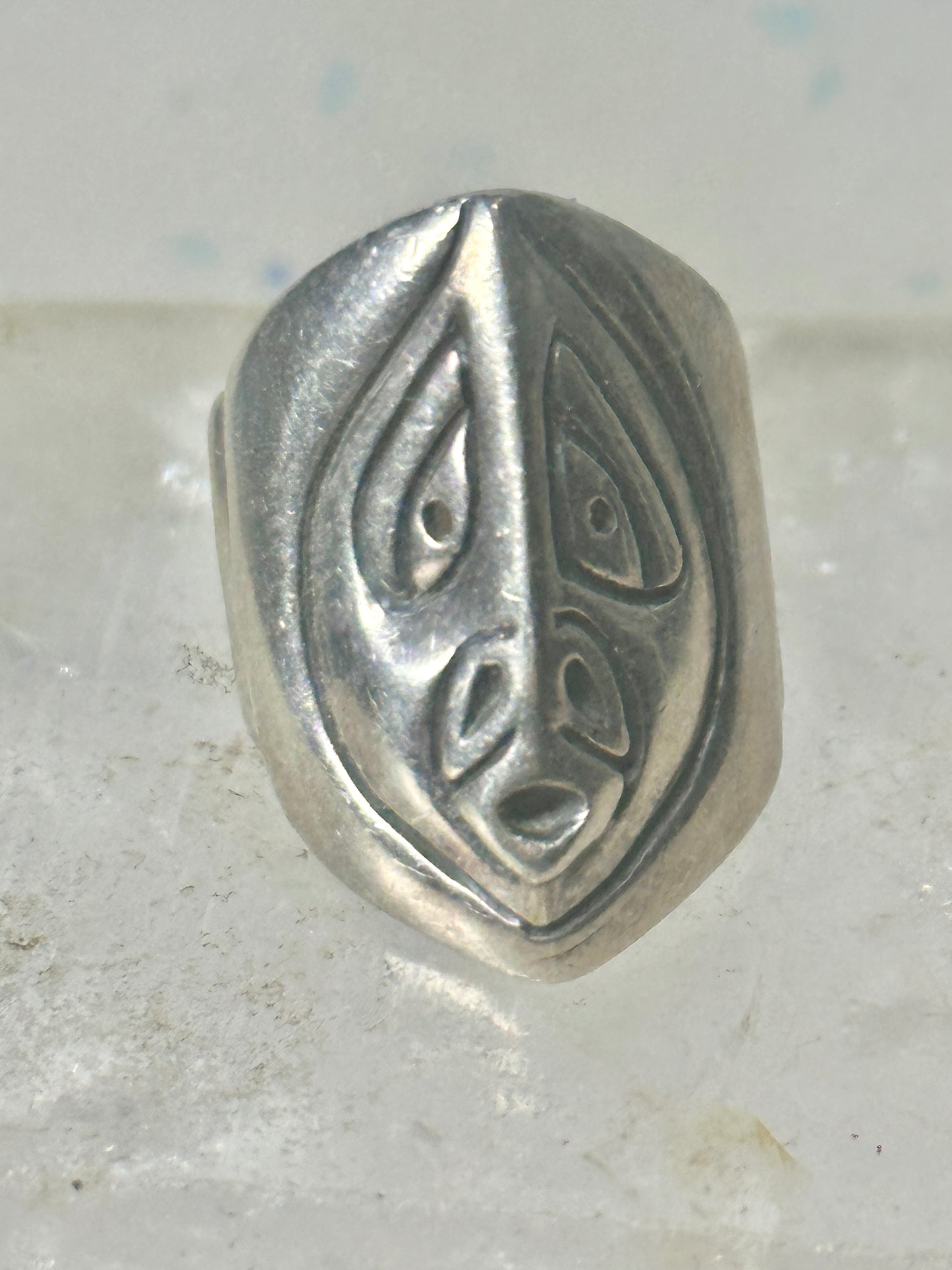 Pacific Northwest face spirit wind ring cigar band size 6 sterling silver women girls