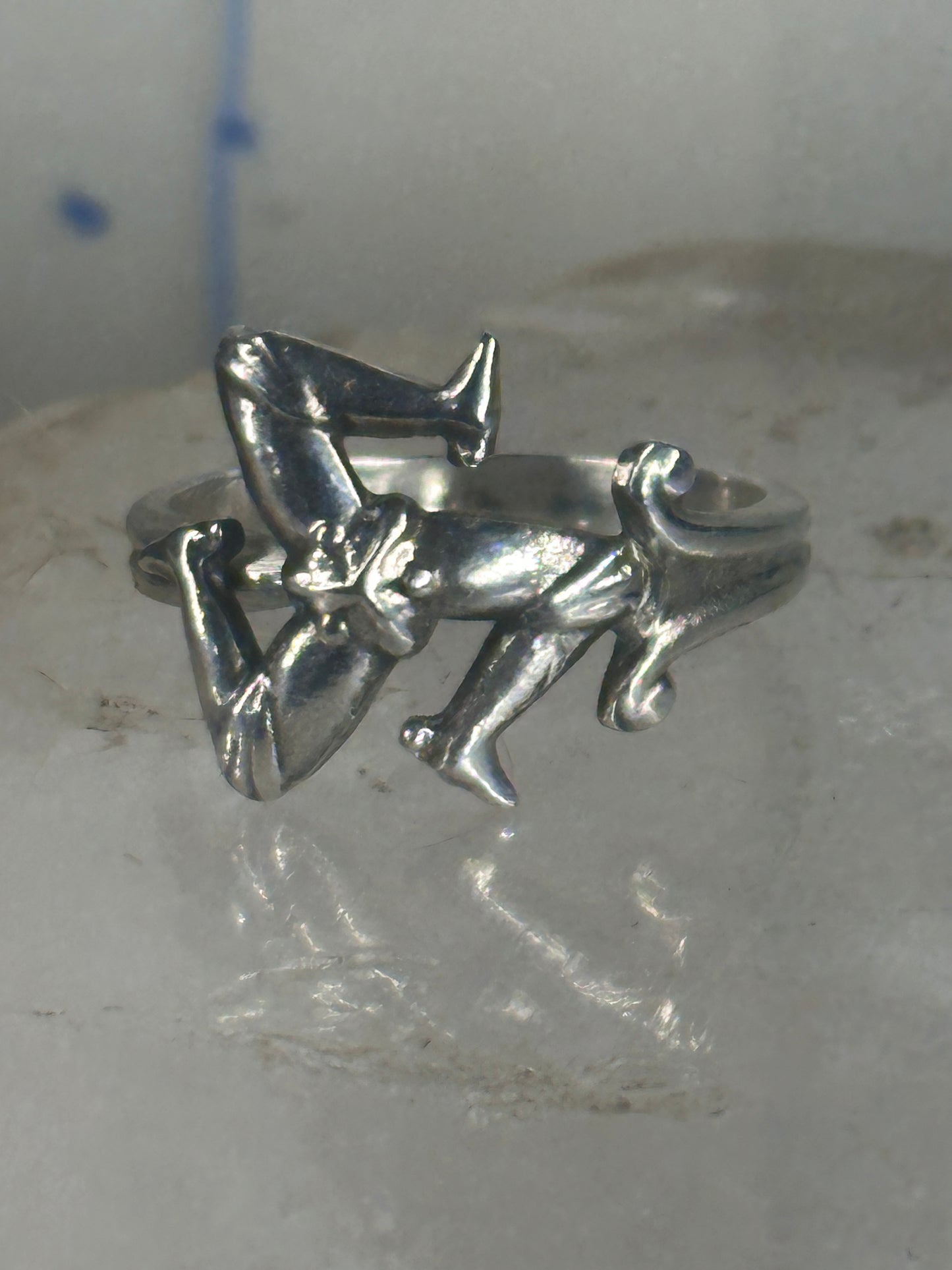 Greek Triskelion ring 3 legs rotating band sterling silver size 7 women signed S & C