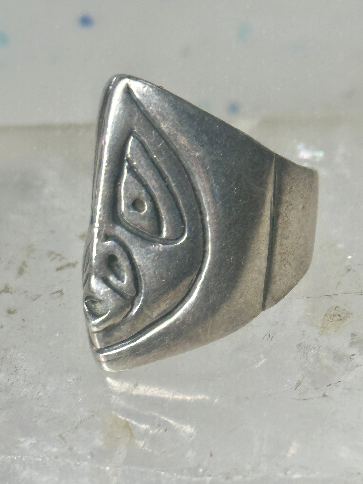 Pacific Northwest face spirit wind ring cigar band size 6 sterling silver women girls